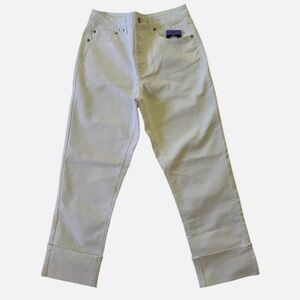 FRYE High-Rise STRETCH CROP JEANS Cuffed Ivory Denim Size 4/27